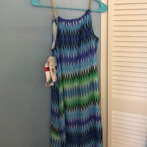NWT Nina Leonard Sheer Colorful Dress